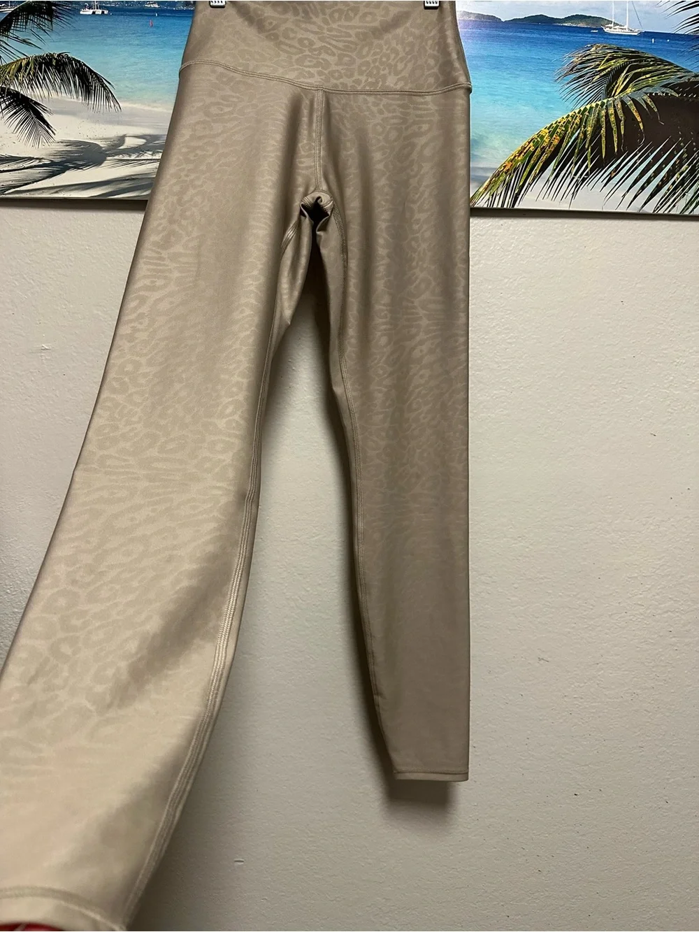 $140 ALO Airlift High-Waist Leopard Leggings Tan Animal Print Hi-Rise Size Small